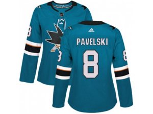 Women Adidas San Jose Sharks #8 Joe Pavelski Teal Home Authentic Stitched NHL Jersey