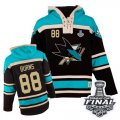 Mens Old Time Hockey San Jose Sharks #88 Brent Burns Authentic Black Sawyer Hooded Sweatshirt 2016 Stanley Cup Final Bound