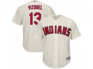 Youth Majestic Cleveland Indians #13 Omar Vizquel Authentic Cream Alternate 2 Cool Base MLB Jersey