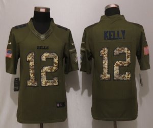Nike Buffalo Bills #12 Jim Kelly Green Salute To Service Jerseys(Limited)