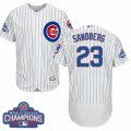 Mens Majestic Chicago Cubs #23 Ryne Sandberg White 2016 World Series Champions Flexbase Authentic Collection MLB Jersey