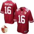 Men's San Francisco 49ers #16 Joe Montana Nike Scarlet 70th Anniversary Patch Retired Game Jersey