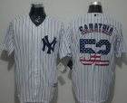 New York Yankees #52 C.C. Sabathia White Strip USA Flag Fashion Stitched Baseball Jersey