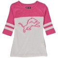 Detroit Lions 5th & Ocean By New Era Girls Youth Jersey 34 Sleeve T-Shirt White Pink