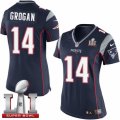 Womens Nike New England Patriots #14 Steve Grogan Elite Navy Blue Team Color Super Bowl LI 51 NFL Jersey