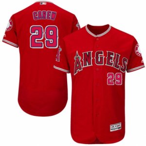 Men\'s Majestic Los Angeles Angels of Anaheim #29 Rod Carew Red Flexbase Authentic Collection MLB Jersey