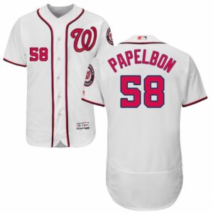 Mens Majestic Washington Nationals #58 Jonathan Papelbon White Flexbase Authentic Collection MLB Jersey