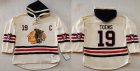 Chicago Blackhawks #19 Jonathan Toews Cream Heavyweight Pullover Hoodie Stitched NHL Jersey