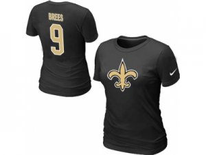 Women Nike New Orleans Saints #9 Drew Brees Name & Number T-Shirt black