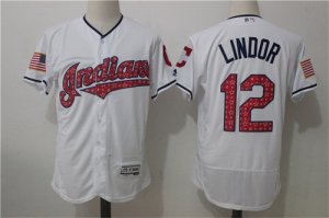 Indians #12 Francisco Lindor White 2017 Stars & Stripes Flexbase Player Jersey