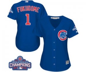 Womens Majestic Chicago Cubs #1 Kosuke Fukudome Authentic Royal Blue Alternate 2016 World Series Champions Cool Base MLB Jersey