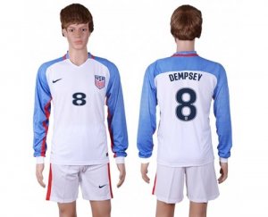 USA #8 Dempsey Home Long Sleeves Soccer Country Jersey