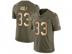 Men Nike New England Patriots #33 Kevin Faulk Limited Olive Gold 2017 Salute to Service NFL Jersey