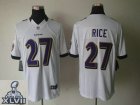 2013 Super Bowl XLVII NEW Baltimore Ravens 27 Ray Rice White Jerseys (Limited)