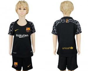 2017-18 Barcelona Black Goalkeeper Youth Soccer Jersey