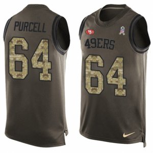 Mens Nike San Francisco 49ers #64 Mike Purcell Limited Green Salute to Service Tank Top NFL Jersey