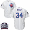 Youth Majestic Chicago Cubs #34 Kerry Wood Authentic White Home 2016 World Series Bound Cool Base MLB Jersey
