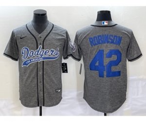 Men\'s Los Angeles Dodgers #42 Jackie Robinson Grey Gridiron Cool Base Stitched Baseball Jersey