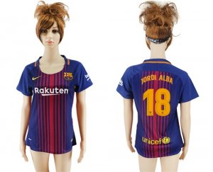 2017-18 Barcelona 18 JORDI ALBA Home Women Soccer Jersey