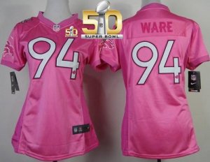Women Nike Broncos #94 DeMarcus Ware Pink New Super Bowl 50 Be Luv\'d Stitched Jersey