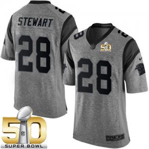 Nike Carolina Panthers #28 Jonathan Stewart Gray Super Bowl 50 Men\'s Stitched NFL Limited Gridiron Gray Jersey