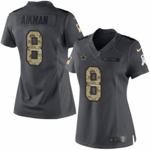 Women\'s Nike Dallas Cowboys #8 Troy Aikman Limited Black 2016 Salute to Service NFL Jersey