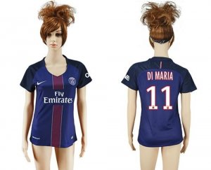 Womens Paris Saint-Germain #11 Di Maria Home Soccer Club Jersey