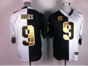 Nike New Orleans Saints #9 Drew Brees White-Black Jerseys(Split Elite)