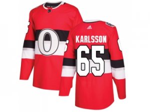 Men Adidas Ottawa Senators #65 Erik Karlsson Red Authentic 2017 100 Classic Stitched NHL Jersey