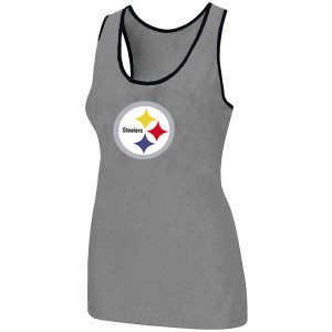 Nike Pittsburgh Steelers Ladies Big Logo Tri-Blend Racerback stretch Tank Top L.grey