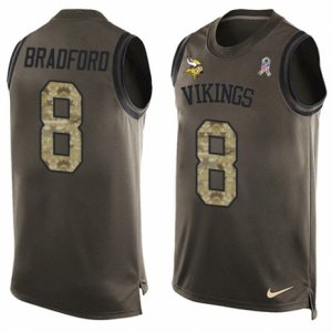 Mens Nike Minnesota Vikings #8 Sam Bradford Limited Green Salute to Service Tank Top NFL Jersey