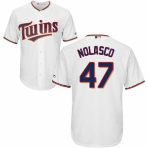 Men\'s Majestic Minnesota Twins #47 Ricky Nolasco Replica White Home Cool Base MLB Jersey