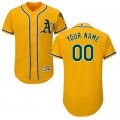 2016 Men Oakland Athletics Majestic Gold Flexbase Authentic Collection Custom Jersey