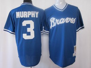 mlb mlb mesh batting practice jersey atlanta braves #3 murphy m&