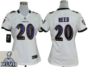 2013 Super Bowl XLVII Women NEW NFL Baltimore Ravens 20 Ed Reed White (Women NEW)