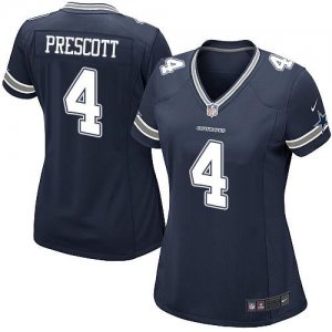 Womens Nike Dallas Cowboys #4 Dak Prescott Navy Blue Team Color Stitched NFL Elite Jersey