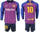2018-19 Barcelona 10 MESSI Home Long Sleeve Soccer Jersey