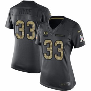 Women\'s Nike Green Bay Packers #33 Micah Hyde Limited Black 2016 Salute to Service NFL Jersey