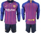 2018-19 Barcelona Home Long Sleeve Soccer Jersey