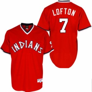 Men\'s Majestic Cleveland Indians #7 Kenny Lofton Replica Red 1978 Turn Back The Clock MLB Jersey