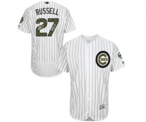 Men\'s Majestic Chicago Cubs #27 Addison Russell Authentic White 2016 Memorial Day Fashion Flex Base MLB Jersey