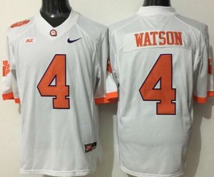 NCAA Clemson Tigers #4 Deshaun Watson white jerseys