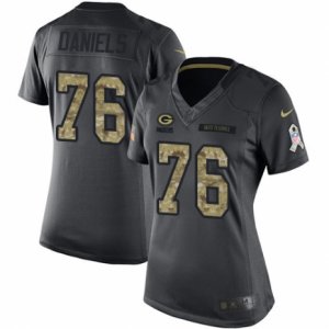Women\'s Nike Green Bay Packers #76 Mike Daniels Limited Black 2016 Salute to Service NFL Jersey