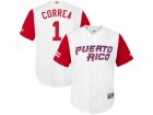 Mens Puerto Rico Baseball #1 Carlos Correa Majestic White 2017 World Baseball Classic Jersey