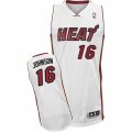 Mens Adidas Miami Heat #16 James Johnson Authentic White Home NBA Jersey