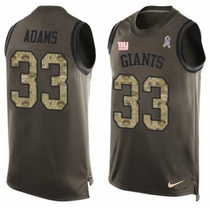 Mens Nike New York Giants #33 Andrew Adams Limited Green Salute to Service Tank Top NFL Jersey