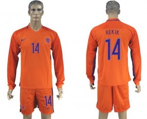 Holland #14 Rekik Home Long Sleeves Soccer Country Jersey