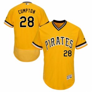 Men\'s Majestic Pittsburgh Pirates #28 Brandon Cumpton Gold Flexbase Authentic Collection MLB Jersey