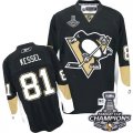Youth Reebok Pittsburgh Penguins #81 Phil Kessel Premier Black Home 2016 Stanley Cup Champions NHL Jersey