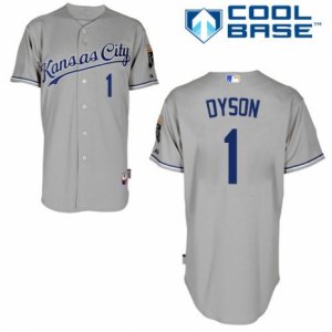Men\'s Majestic Kansas City Royals #1 Jarrod Dyson Replica Grey Road Cool Base MLB Jersey